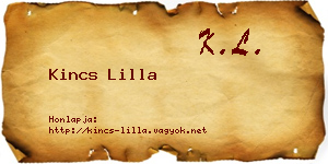 Kincs Lilla névjegykártya